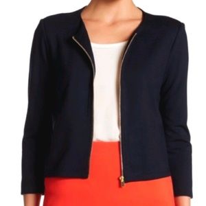 Philosophy navy blue blazer with gold zipper